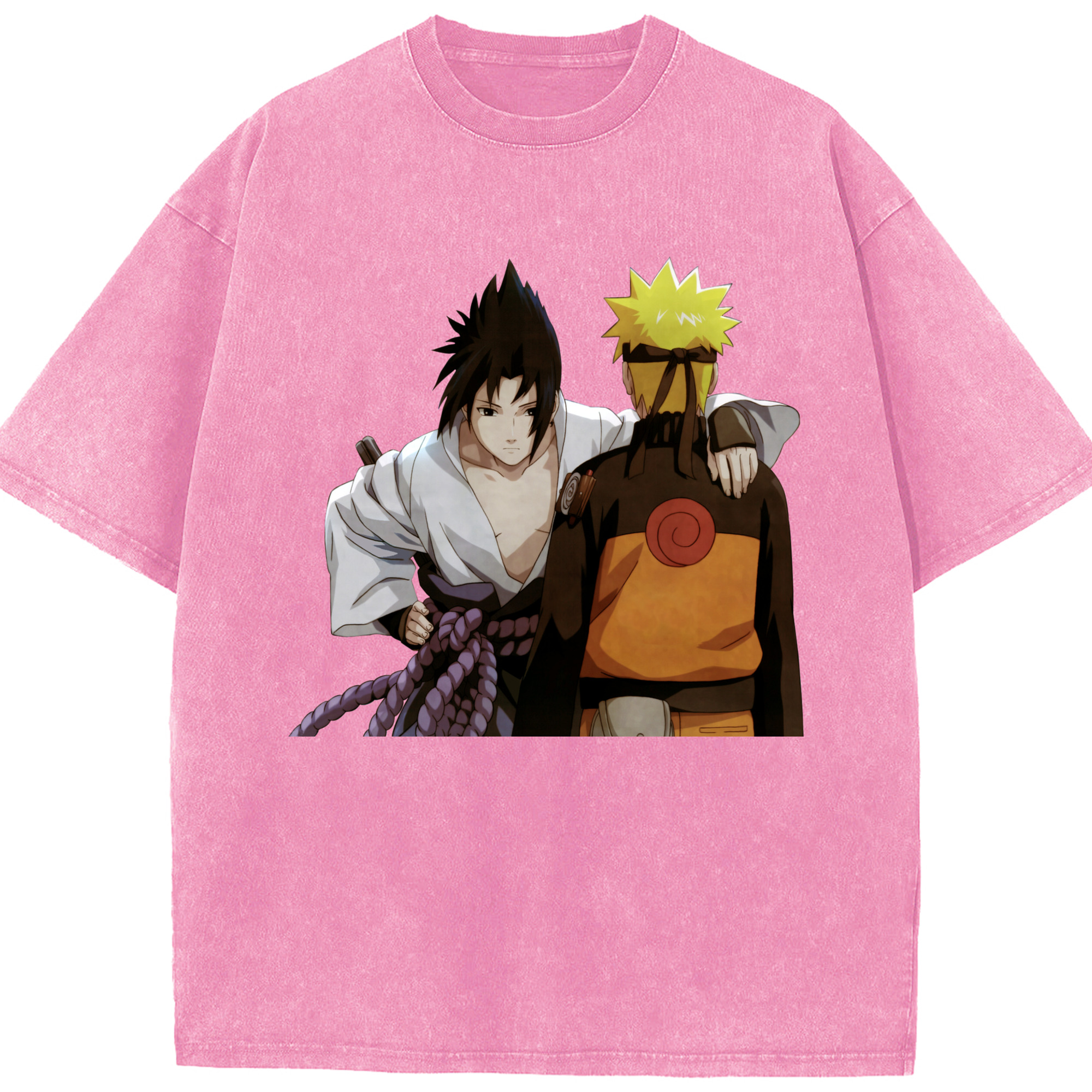 （画像用） NARUTO -ナルト- うちは サスケ Uchiha Sasuke 綿100% ヴィンテージ風 半袖Tシャツ（フロントプリント）